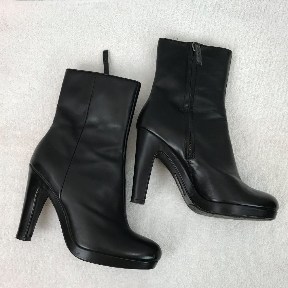 Calvin Klein Jude Calf Black Leather Mid High Boot